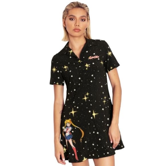 Sailor Guardians Sparkler Short  Sleeve Button Up Dress- - Picture 2 of 6